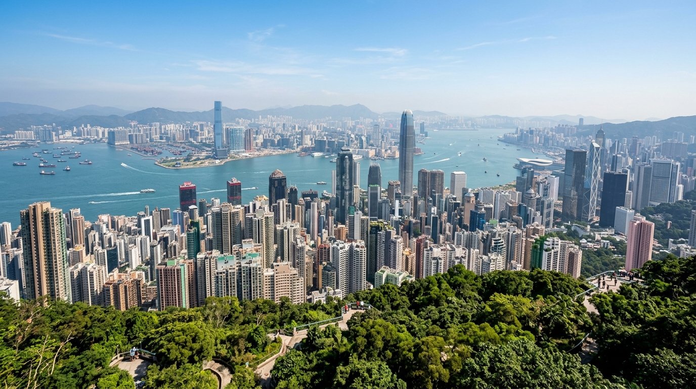 Victoria Peak Hong Kong skyline view